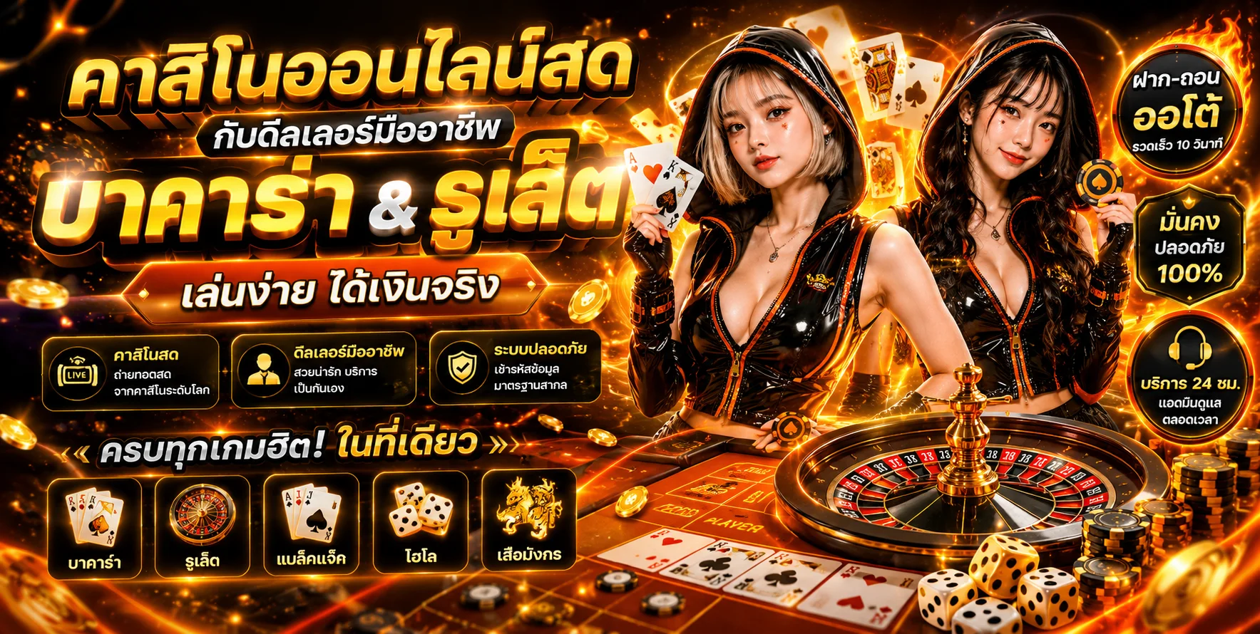 ห้องคาสิโนออนไลน์สดกับดีลเลอร์บาคาร่าและรูเล็ต